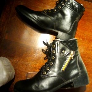 SHORT BLACK FREEPORT ZIPPER COMBAT BOOTS